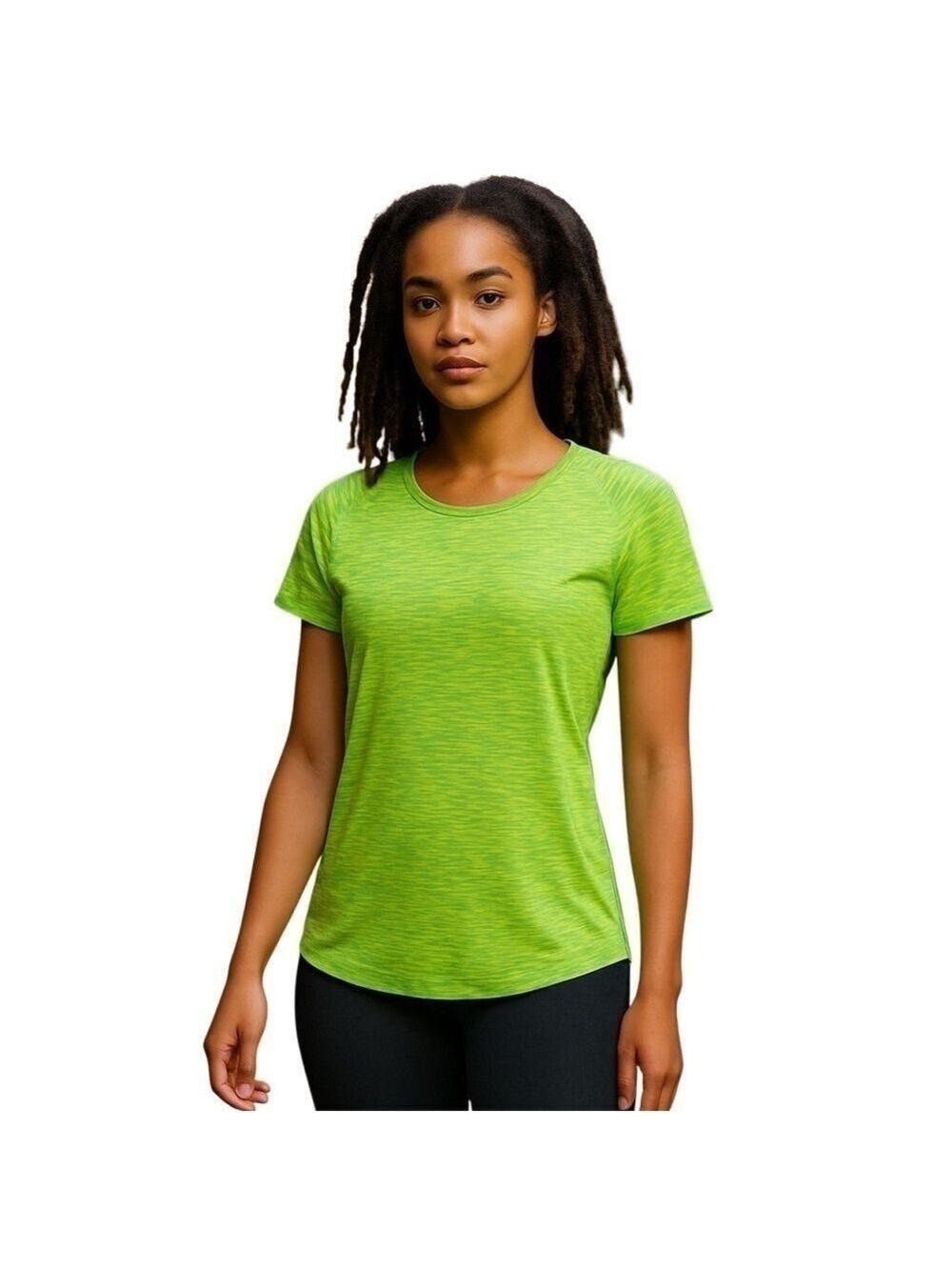 Reel Legends performance top t shirt green yellow back zipper pocket size M